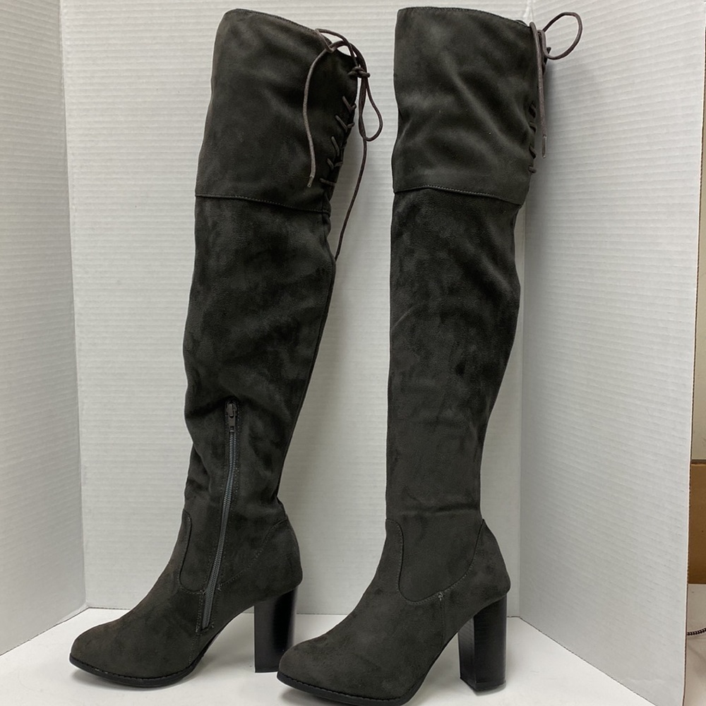 Qupid Charcoal Zinc Women’s Over The Knee Boots - Picture 5 of 9